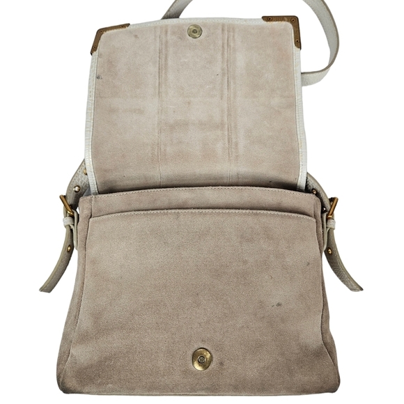 Sharif Museum Lions Gate Leather Messenger Bag & Wallet Set Beige & Ivory Purse - Picture 7 of 16